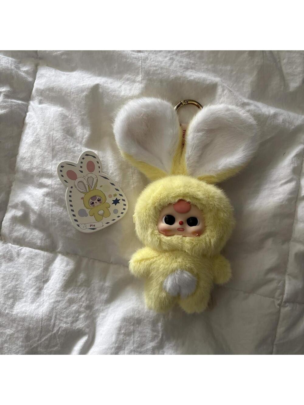 yellow bunny plush keychain
